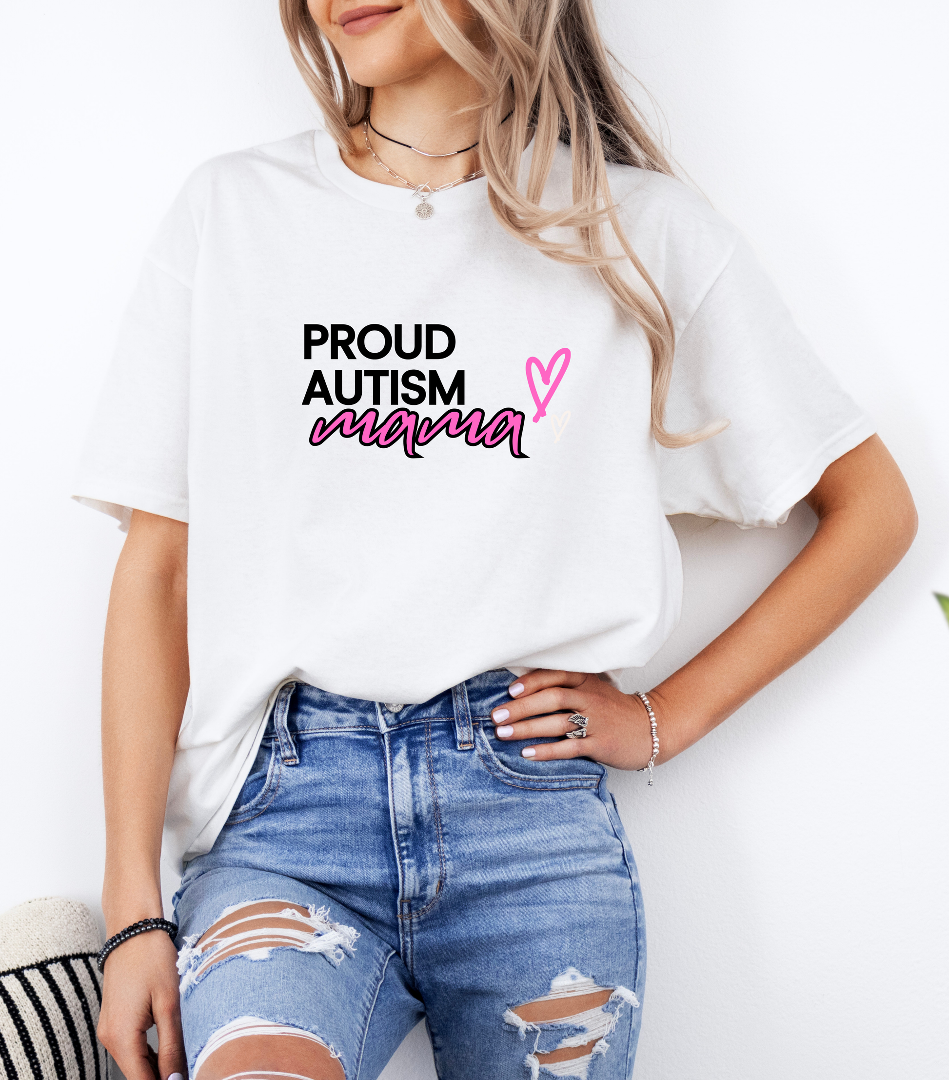 Proud Autism Mama T-shirt - White