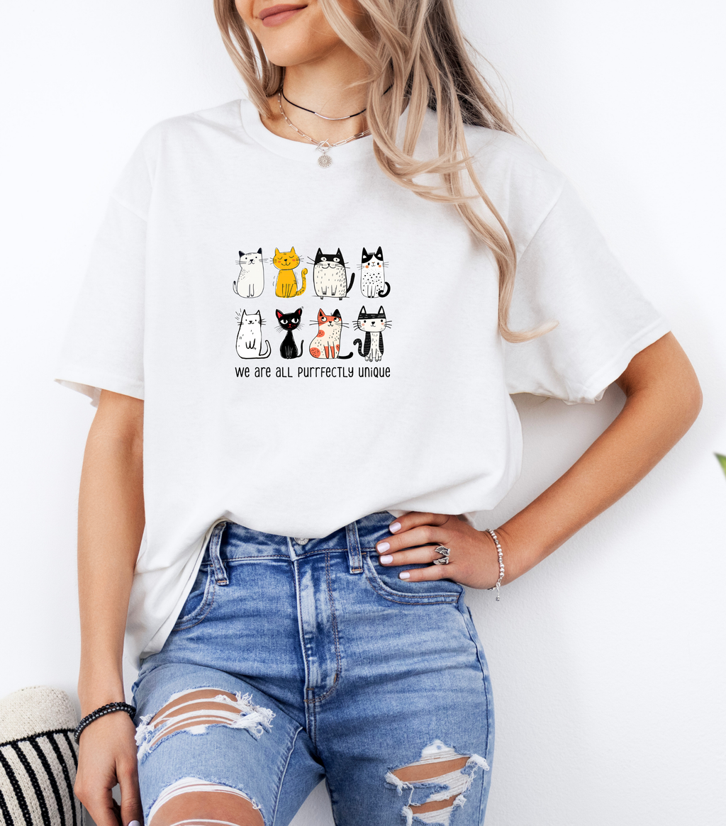 We are all purrfectly unique T-shirt - White