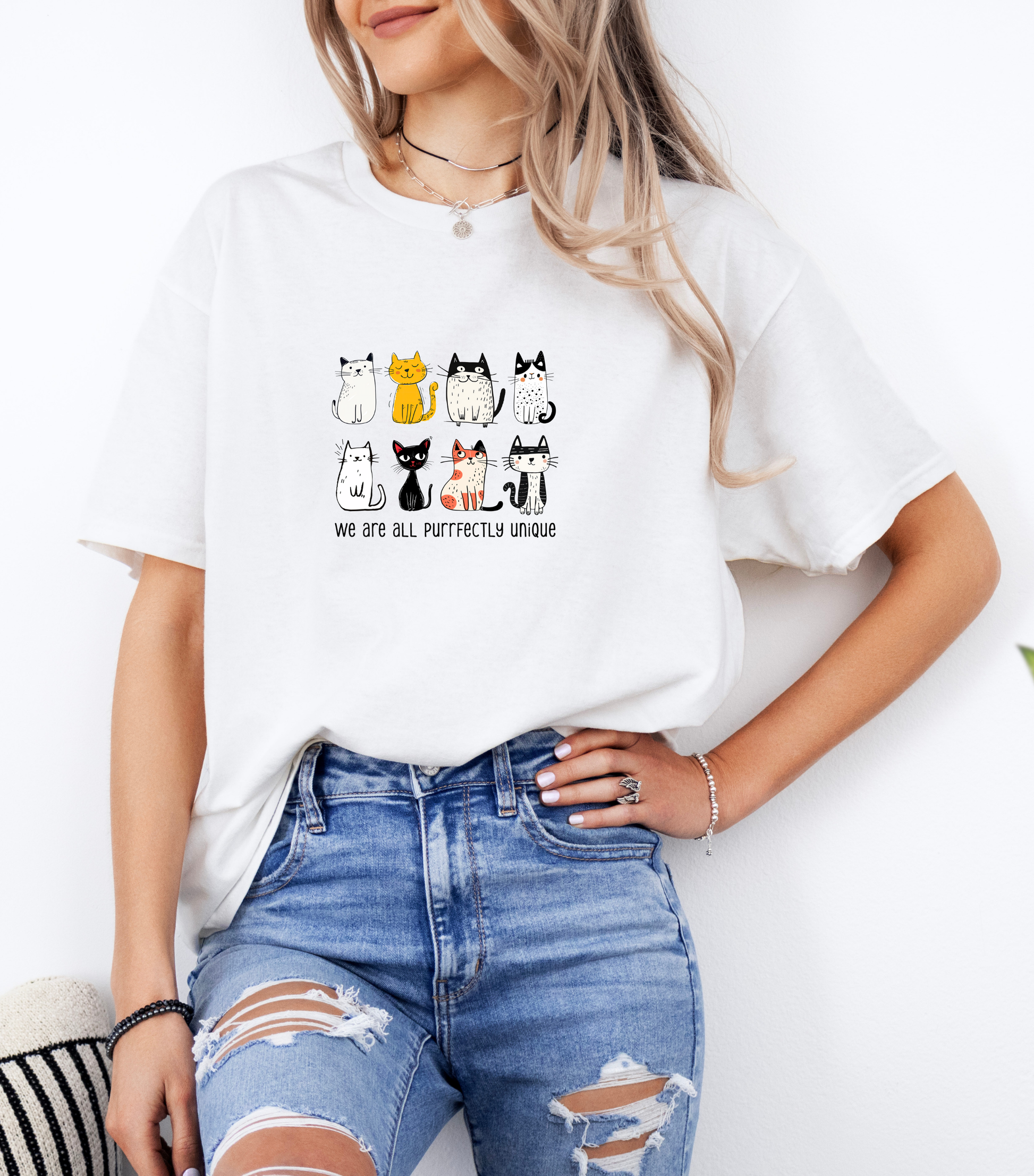 We are all purrfectly unique T-shirt - White