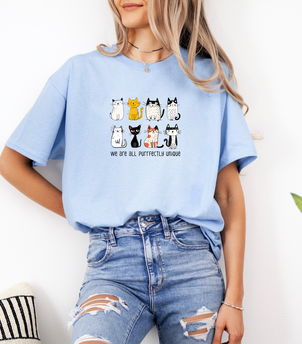 We are all purrfectly unique T-shirt - Light Blue