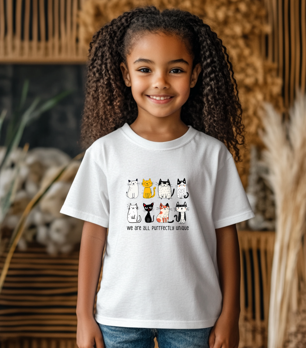 We are all purrfectly unique Kids T-Shirt